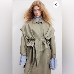 Light khaki long trench coat